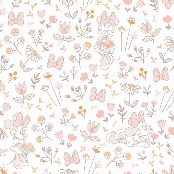 RoomMates Pink Disney Minnie Mouse Pretty as a Flower Peel and Stick Wallpaper Roll