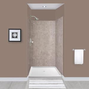 Expressions 36 in. x 36 in. x 72 in. 3-Piece Easy Up Adhesive Alcove Shower Wall Surround in Dover Stone