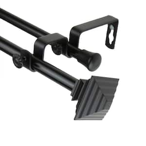 84 in. - 120 in. Quad Double Curtain Rod in Black