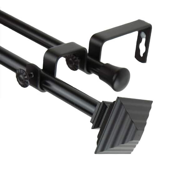 Rod Desyne 84 in. - 120 in. Quad Double Curtain Rod in Black