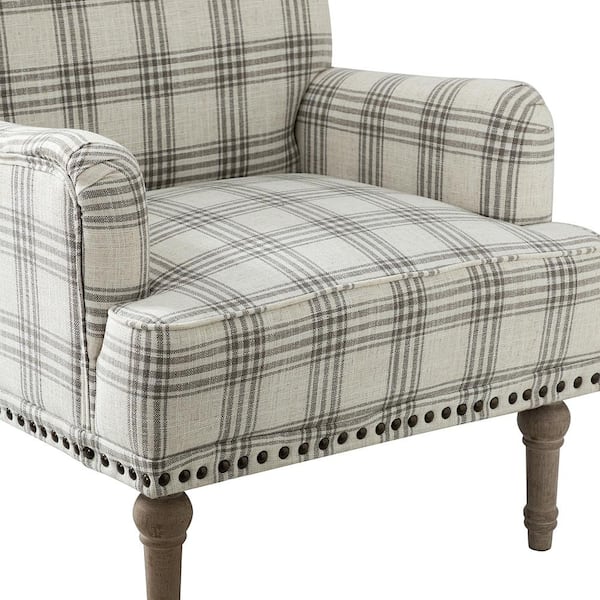 grey tartan armchair