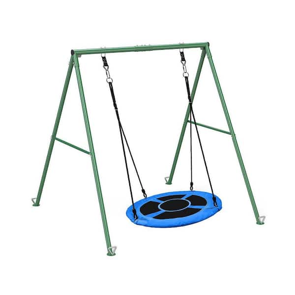 LUKVIZO Heavy Duty A-Frame Metal Swing Set with Flying Saucer