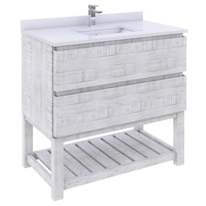 Formosa 36 in. W x 20 in. D x 35 in. H Bath Vanity in Rustic White with Vanity Top in White with 1-White Sink