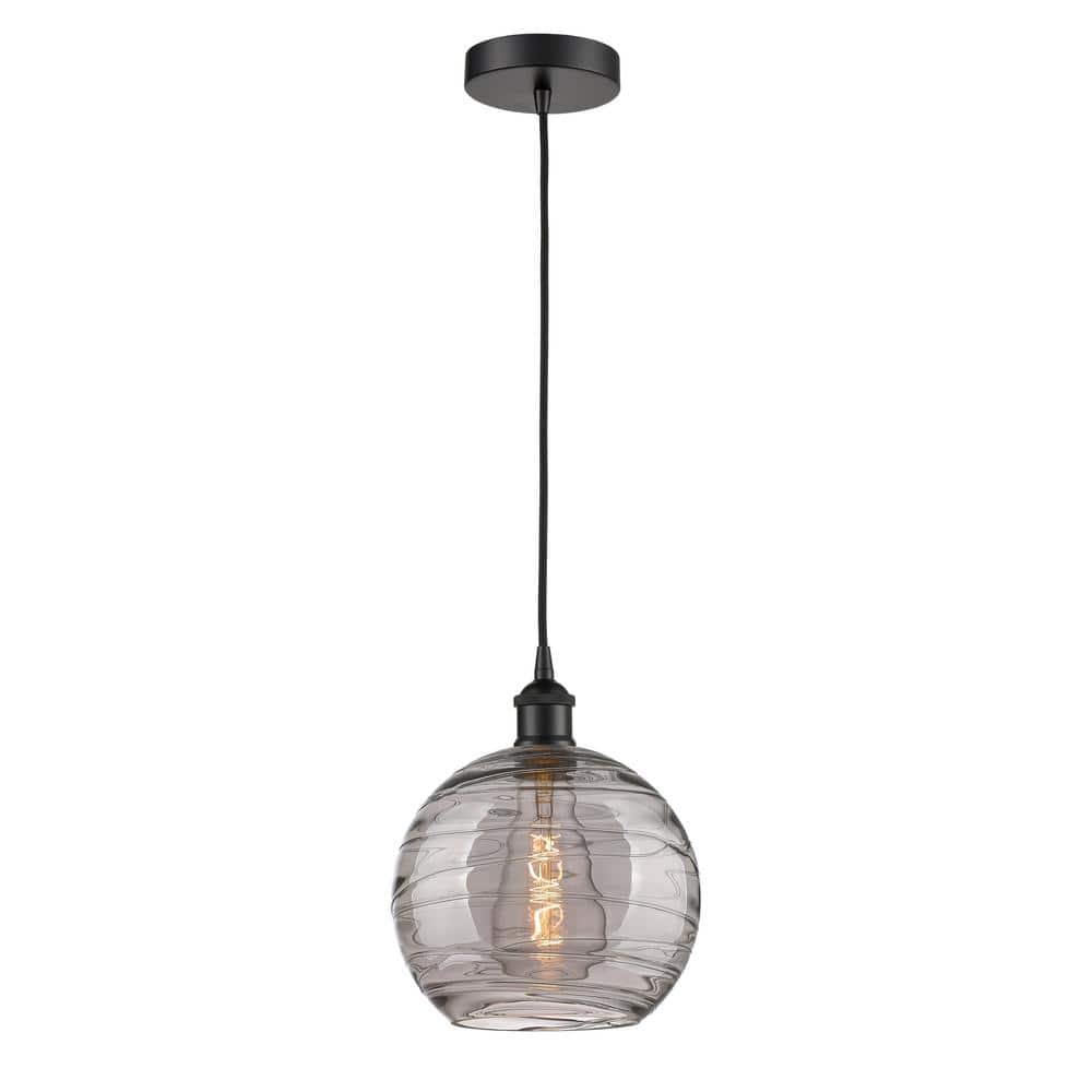 Athens Deco Swirl 100-Watt 1-Light Matte Black Standard Mini Pendant Light with Painted Glass Shade, No Bulbs Included price history on PriceWatchPro