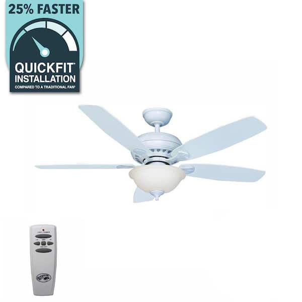 Southwind 52 in. Indoor LED Matte White Ceiling Fan with 5 Reversible Blades, Light Kit, Downrod and Remote Control