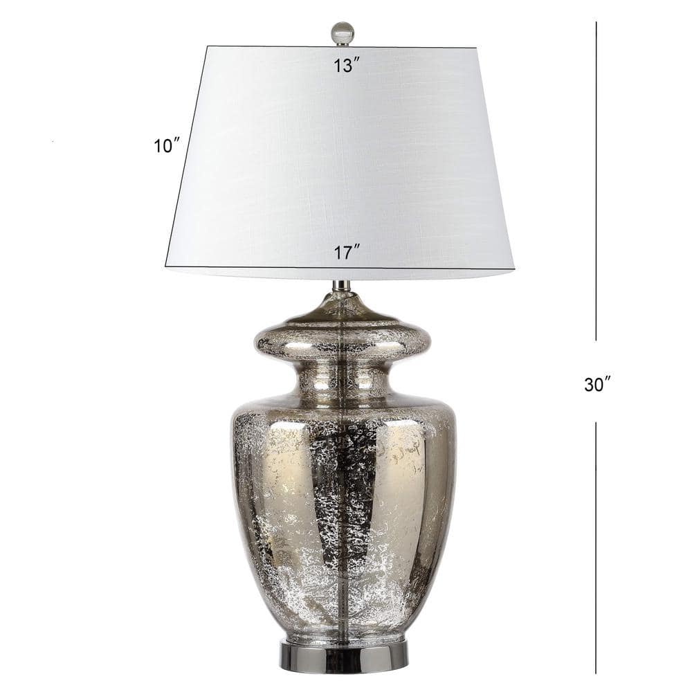 Hughes 31" Silver Mercury Glass Table Lamp with Linen Shade