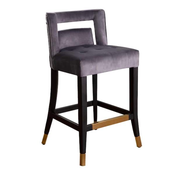 DEVON & CLAIRE Jemma Velvet Bar Stool, Grey
