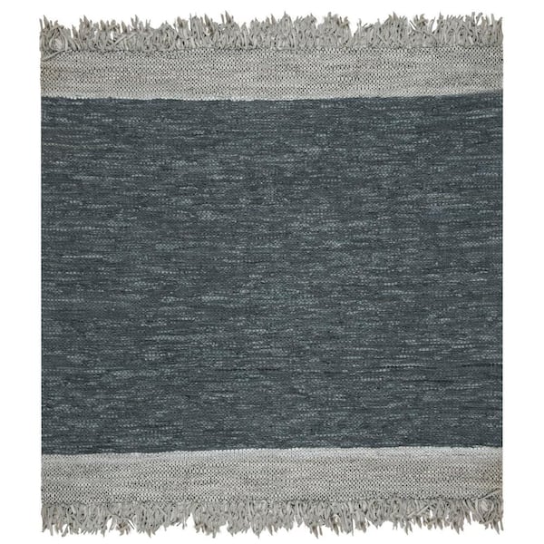 SAFAVIEH Vintage Leather Light Gray/Dark Gray 6 ft. x 6 ft. Square Solid Area Rug