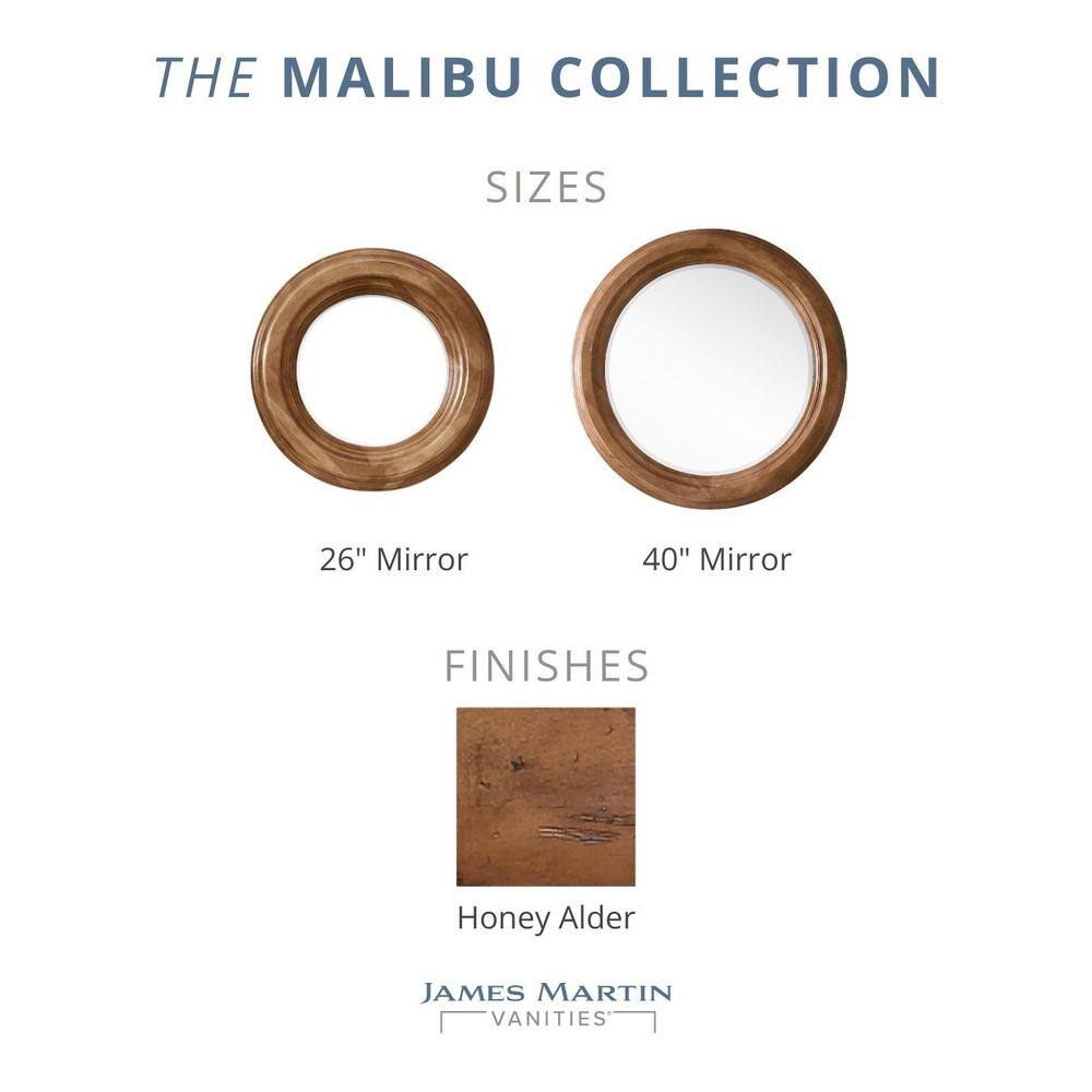 Malibu 40" Honey Alder Round Frameless Wood Mirror