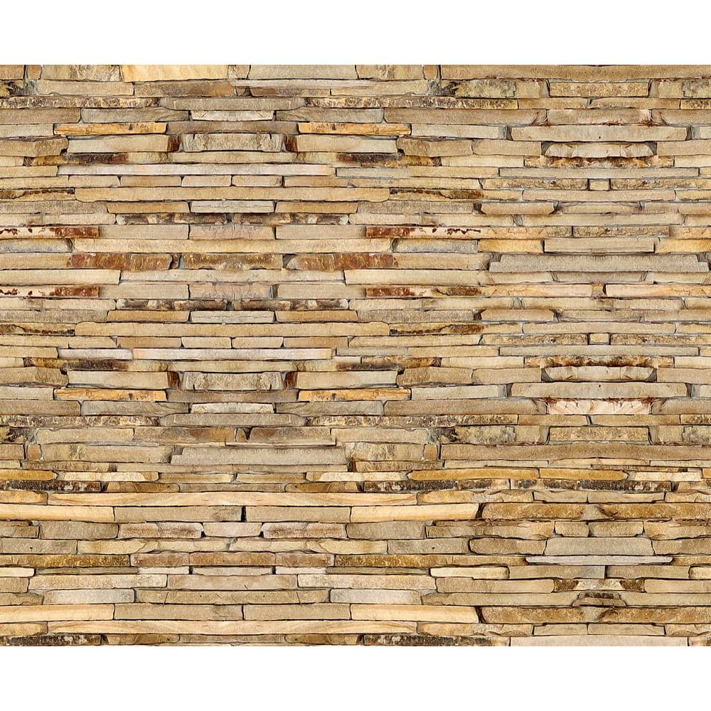 Dundee Deco Stone Wall Yellow Light AGHDFTNXXL1143 Brick Mural The Home - Non-Woven Depot Brown