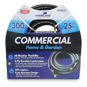 5/8 in x 25 ft. Black Nitrile Rubber Multi-Purpose Hot/Cold Water Hose: Commercial Home and Garden BP 300 PSI