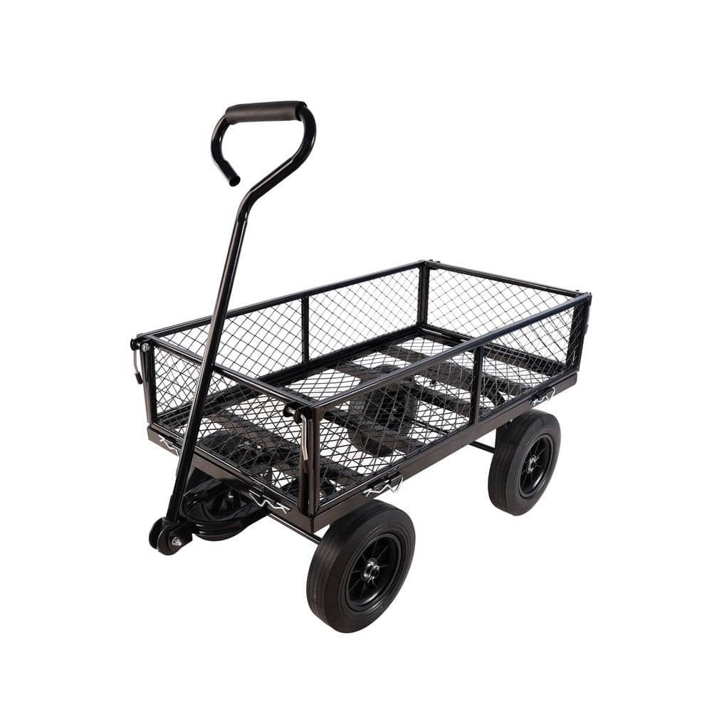 Otryad 17 cu. ft. Metal Garden Cart, Solid Wheels Tools Cart, Wagon ...