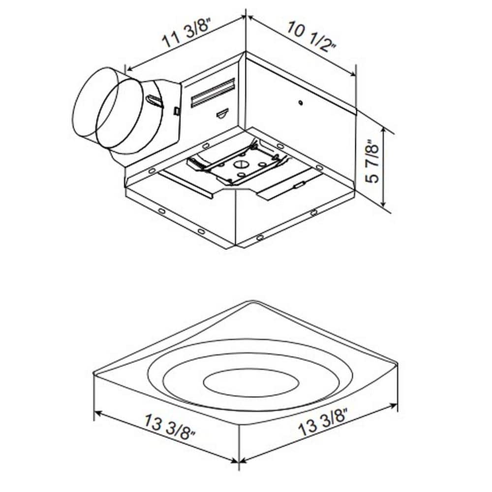 Slim White Ceiling or Wall Mount Bathroom Fan with LED Light