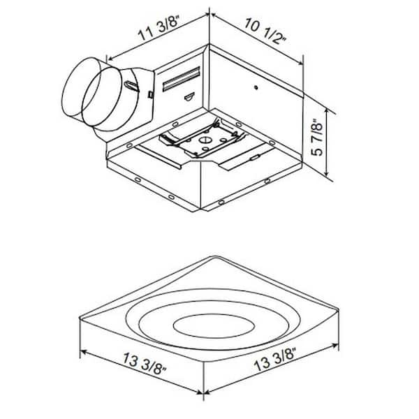 Slim Fit 90 CFM Quiet Bathroom Exhaust Fan with 10-Watt 4000K LED Light Ceiling or Wall Mount White Slim Fit 90 CFM Quiet Bathroom Exhaust Fan with 10-Watt 4000K LED Light Ceiling or Wall Mount White