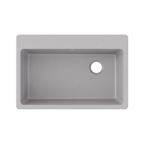 Quartz Classic 33 in. Drop-in Single Bowl Greystone Granite/Quartz Composite Kitchen Sink Only