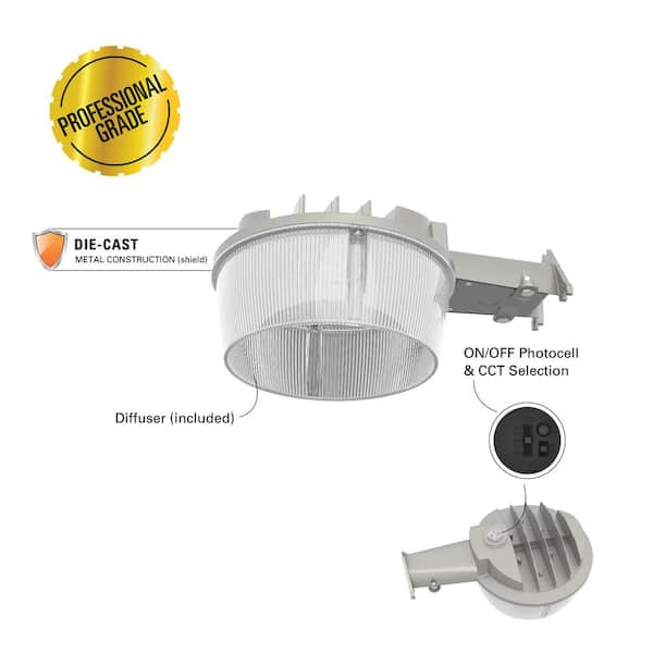 HALO ALS 200-Watt Equivalent 6000 Lumen Gray Finish Dusk to Dawn