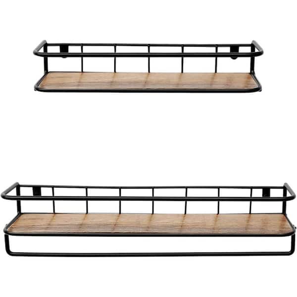 Unbranded 15.8 in. W x 4.8 in. D Floating Shelves Over Toilet, Decorative Wall Shelf, Rustic Brown (Set of 2)