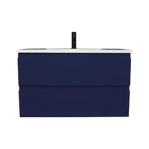 Salt 36 in. W x 20 in. D Bath Vanity in Navy with Acrylic Vanity Top in White with White Basin