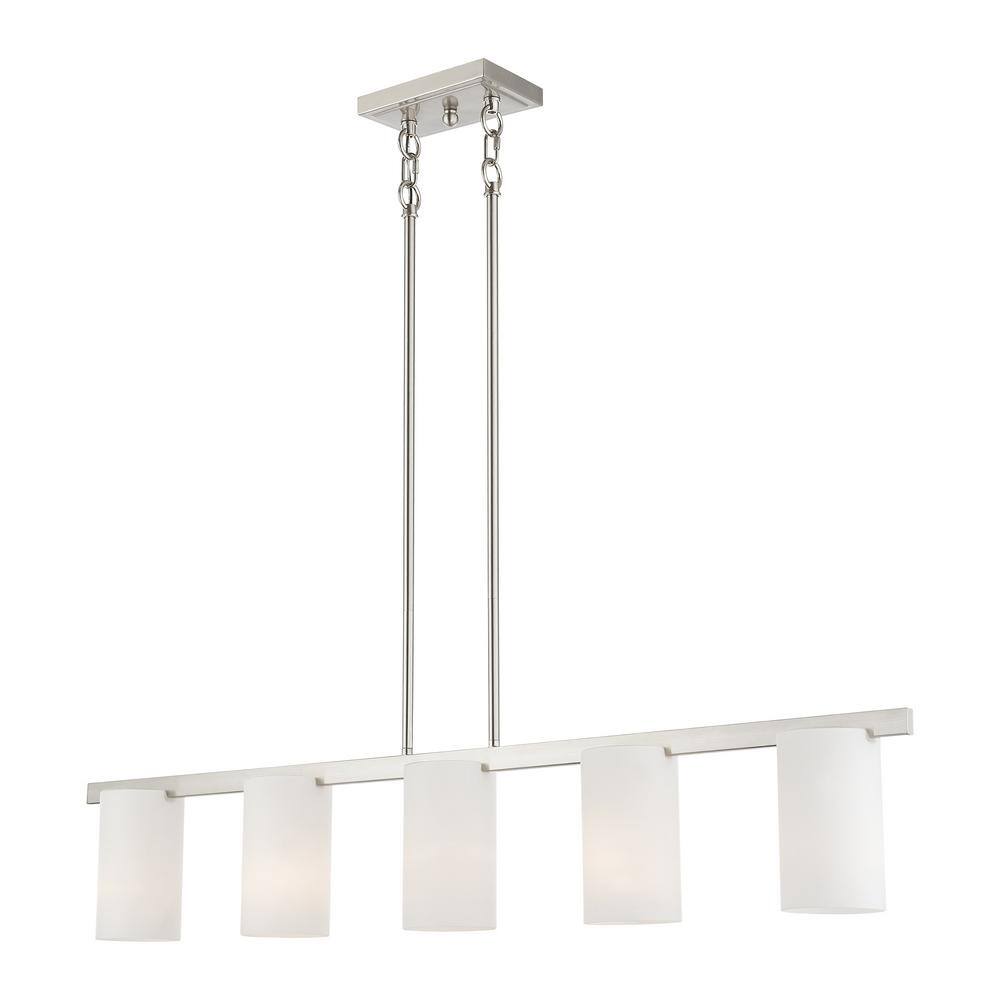 Astoria 5-Light Brushed Nickel Chandelier with Satin Opal Glass Shades