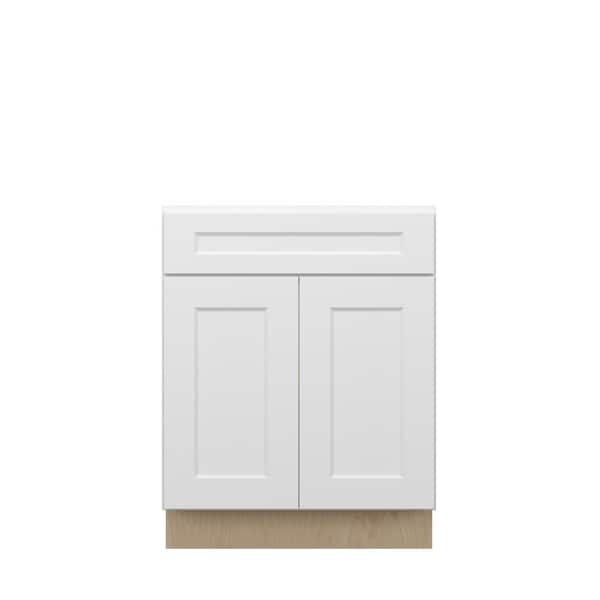 Norfolk Shaker 27 in. W x 34.5 in. H x 24 in. D in Painted White Plywood Assembled Sink Base Cabinet