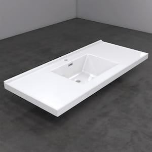 48 in. W x 22 in. D Solid Surface Resin White Vanity Top Rectangular Single Sink Bathroom Vanity Top in Glossy White