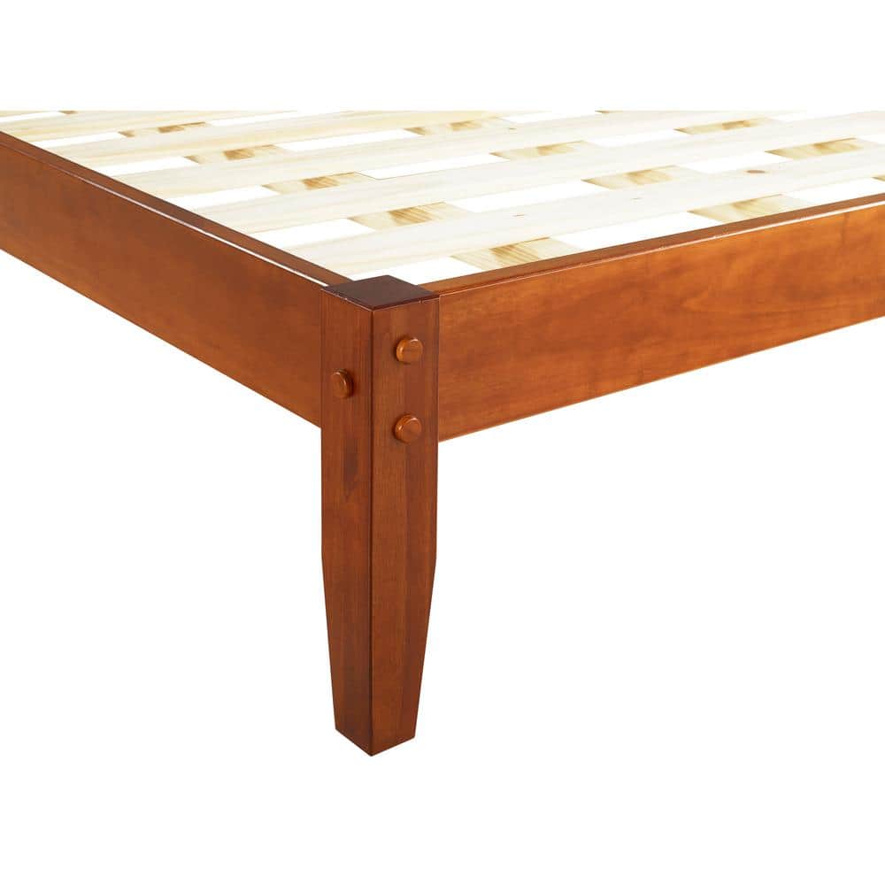 Mission Cherry Pine Queen Bed with Upholstered Headboard and Storage Drawer