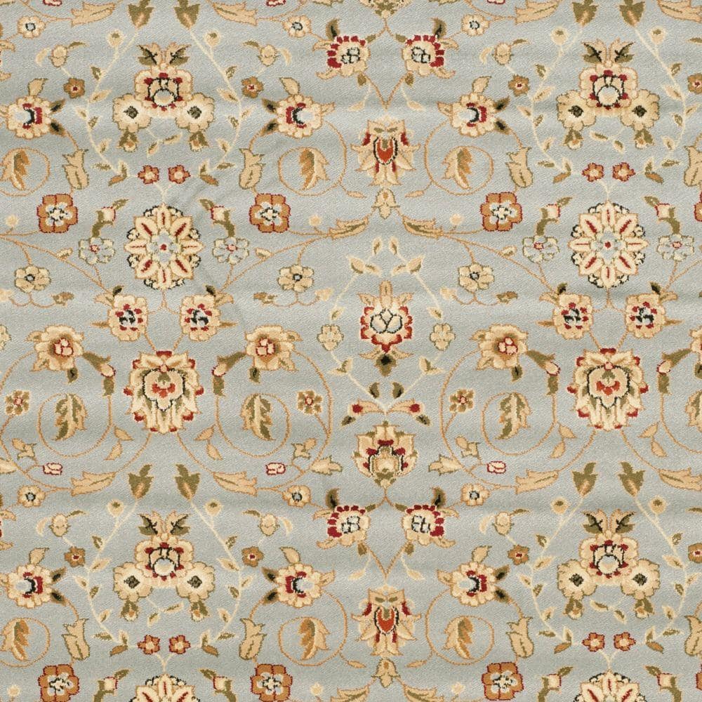 Blue Floral Motif Synthetic 8' x 10' Area Rug