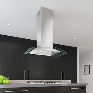 IGCC636 36 in. 620 CFM Convertible Island Glass Canopy Range Hood with LED Lights in Stainless Steel