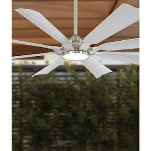 Future 65 in. LED Indoor Outdoor Brushed Nickel Wet Ceiling Fan with Remote