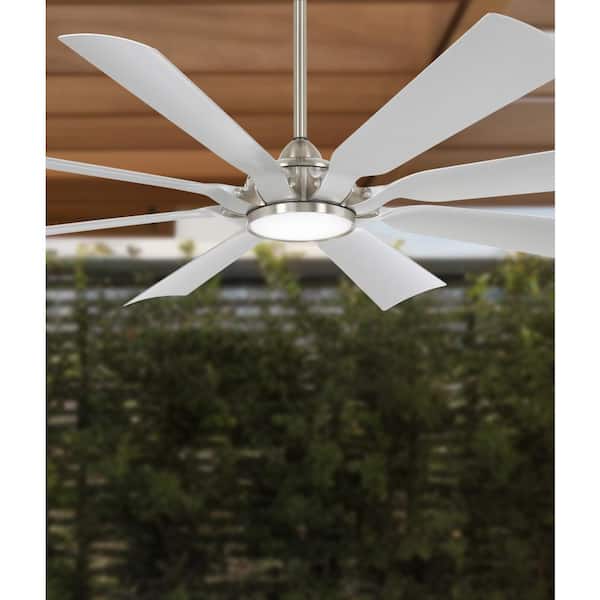 Future 65 in. LED Indoor Outdoor Brushed Nickel Wet Ceiling Fan with Remote