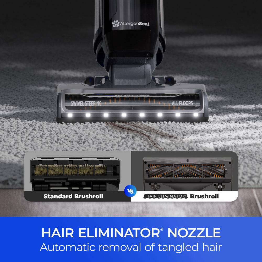 Black Cordless Upright Vacuum with HEPA Filter for Pets