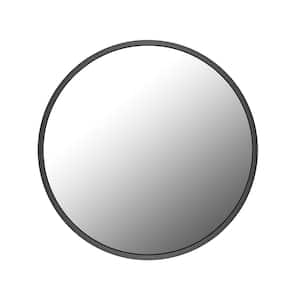 30 in. W x 30 in. H Round Aluminum Black Framed Wall-mount Bathroom Vanity Mirror in Silver without LED Light
