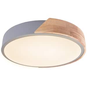 Eclipse 20.1 in. Modern Gray Round Integrated LED Flush Mount Warm Light LED Ceiling Light for Kitchen or Bedroom