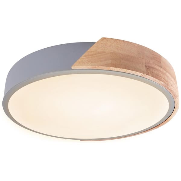 SEEUTEK Eclipse 20.1 in. Modern Gray Round Integrated LED Flush Mount Warm Light LED Ceiling Light for Kitchen or Bedroom