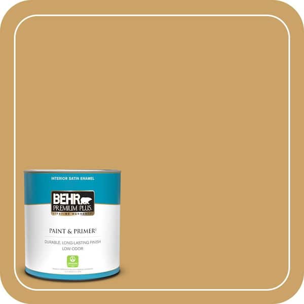 BEHR PREMIUM PLUS 1 qt. #PPU6-17 Classic Gold Satin Enamel Low Odor Interior Paint & Primer