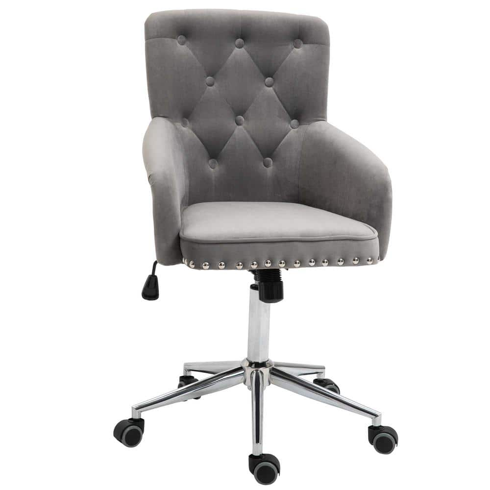 grey velvet office chair