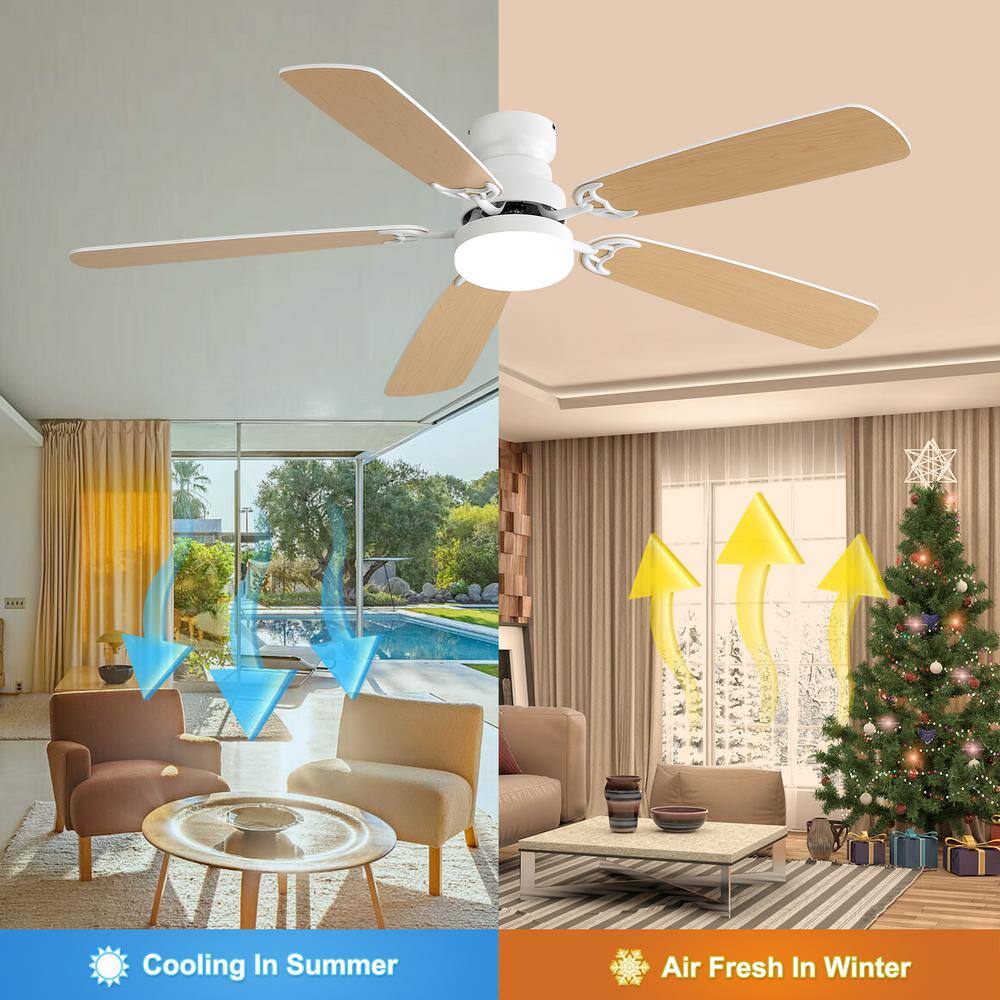 White 52-Inch Ceiling Fan with LED Light and Remote