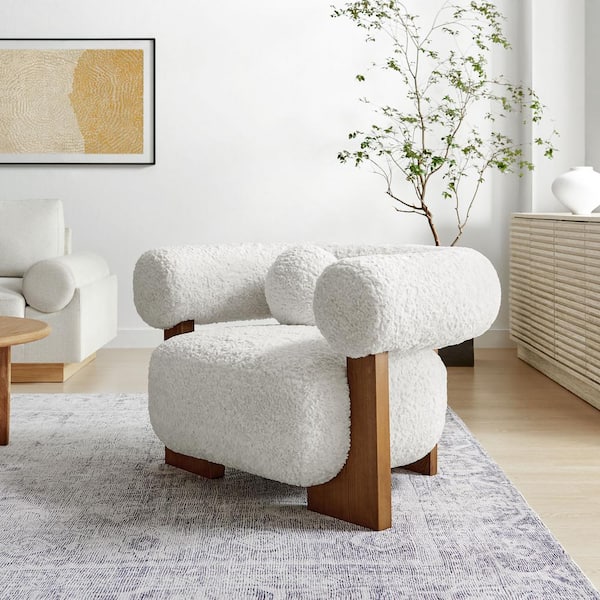 Jace Upholstered Fabric Accent Arm Chair in Feather