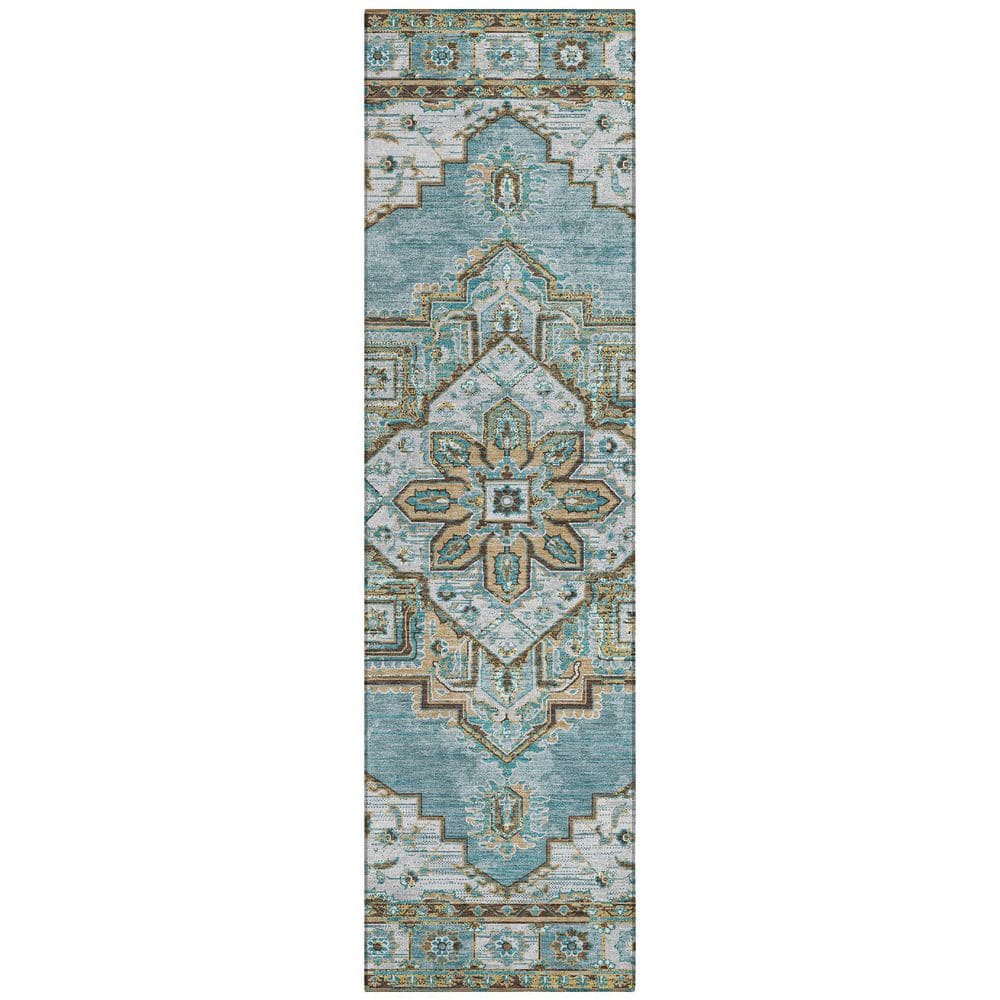 Chantille Machine Washable Indoor/Outdoor Abstract ACN2704 Teal 2 ft. x 7 ft. Runner Rug price history on PriceWatchPro