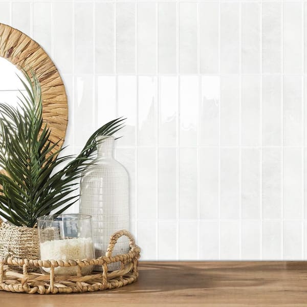 White 11.8 in. x 11.8 in. Vinyl Peel and Stick Backsplash Tile for Kitchen and Bathroom, 10-Pack