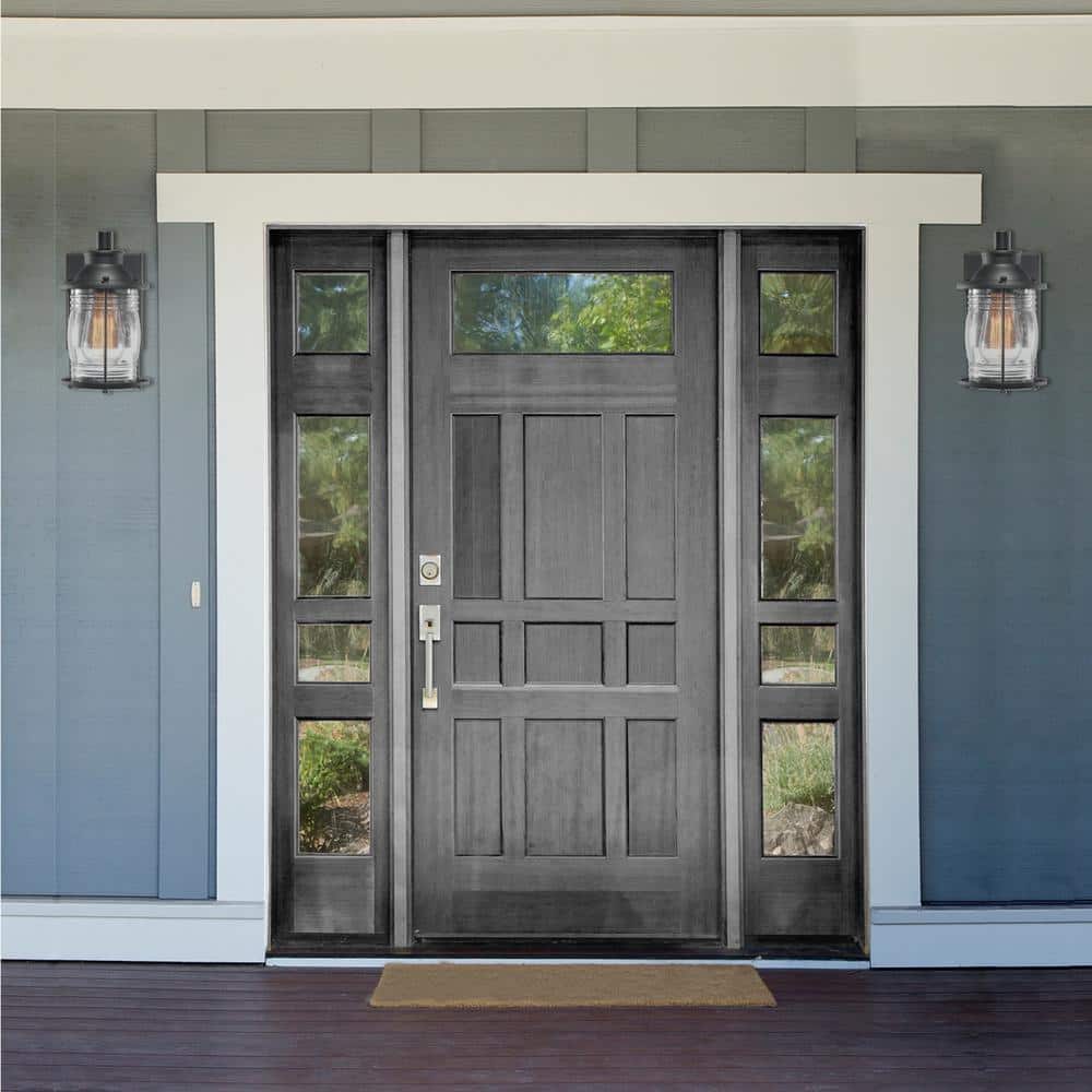 Elegant Donovan Bronze 8.3" Indoor/Outdoor Wall Sconce with Ribbed Seeded Glass