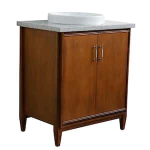 31 in. W x 22 in. D Single Bath Vanity in Walnut with Granite Vanity Top in Gray with White Round Basin