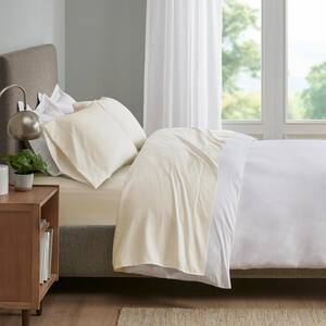 Smart Cool 4-Piece Ivory Microfiber Queen Sheet Set