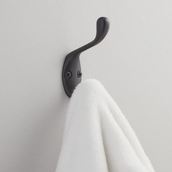 J-Hook Robe/Towel Hook Heavy-Duty Hook in Matte Black (3-Pack)