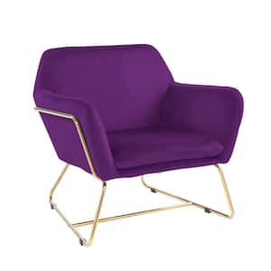 Purple, Gold Metal, Velvet Accent Side Chair