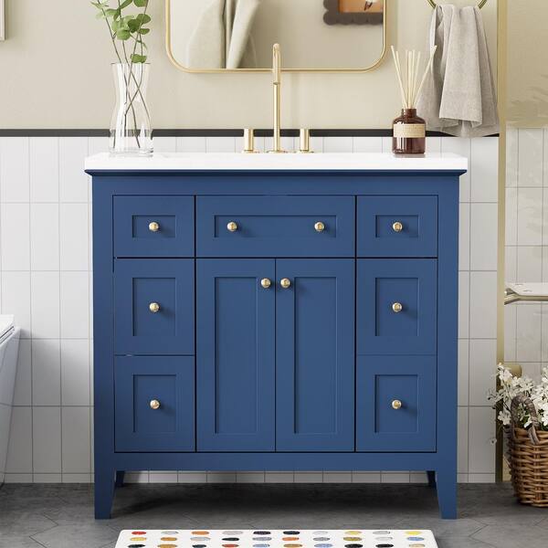 36 in. W x 18 in. D x 34 in. H Freestanding Bath Vanity in Blue