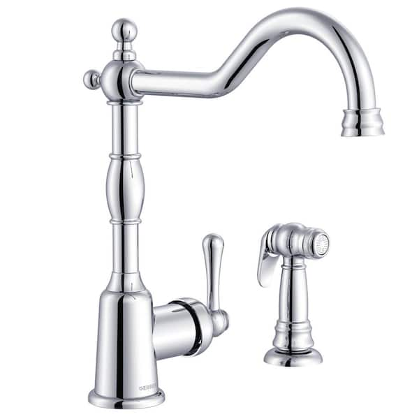 Opulence Single Handle Standard Kitchen Faucet with Side Spray in Chrome