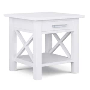Kitchener Solid Wood 21 in. Wide Square Contemporary End Table in White