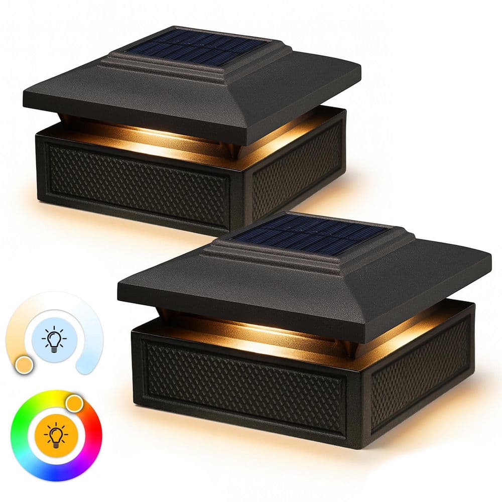Lumineer 3.5 in. x 3.5 in. 4 in. x 4 in. 4.25 in. x 4.25 in. Black Cast Aluminum Smart Solar Post Cap (2-Pack) price history on PriceWatchPro