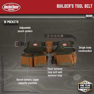 23.75 in. 10-Pocket Builder's Work Tool Belt Rig